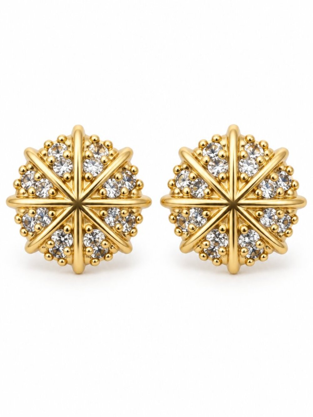 Siena Gold Starburst Crystal Stainless Steel Stud Earrings